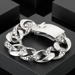 Pulseira De Titânio Estilo Street Style Masculina Com Estampa De Cobra
