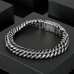 Pulseira Masculina De Titânio Com Fecho De Pressão E Malha Simples E Estilosa