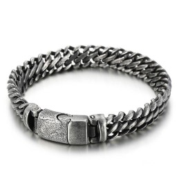 Pulseira Masculina De Titânio Com Fecho De Pressão E Malha Simples E Estilosa