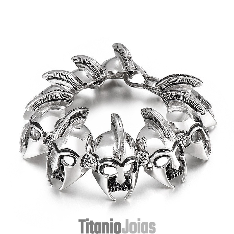 Pulseira De Titânio Com Cabeça De Guerreiro De General Bacana Para Homens Pulseira De Titânio Com Cabeça De Guerreiro De General Bacana Para Homens