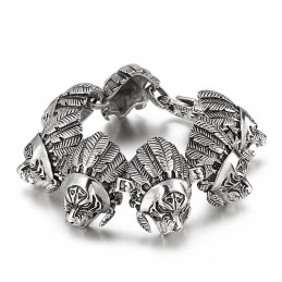 Pulseira De Titânio Com Cabeça De Guerreiro De General Bacana Para Homens