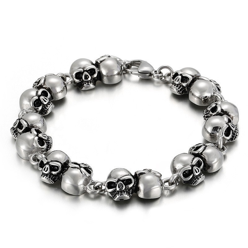 Pulseira De Caveira De Titânio Masculina Da Moda