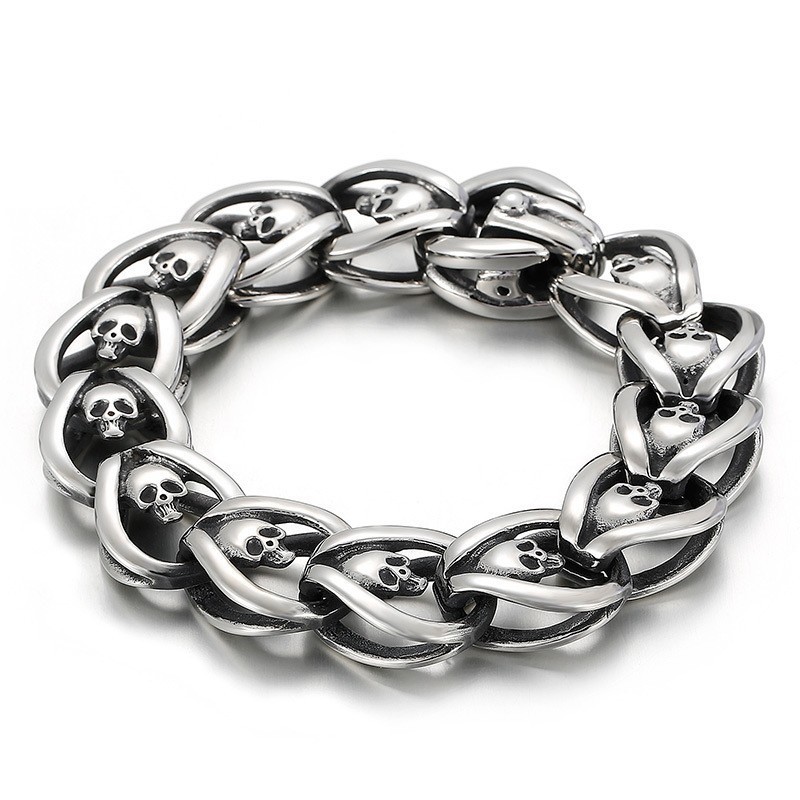 Pulseira De Caveira De Titânio Masculina Da Moda Pulseira De Caveira De Titânio Masculina Da Moda