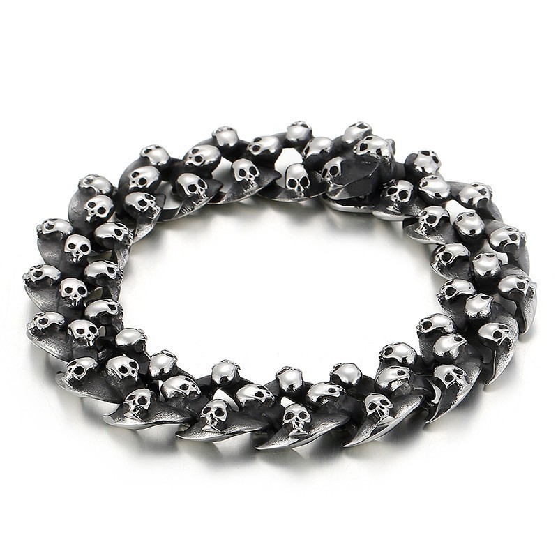 Pulseira De Caveira De Titânio Masculina Da Moda