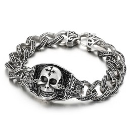 Pulseira Masculina Caveira De Titânio