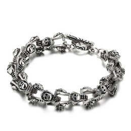 Pulseira De Titânio Com Cabeça De Fantasma De Caveira Masculina Chique