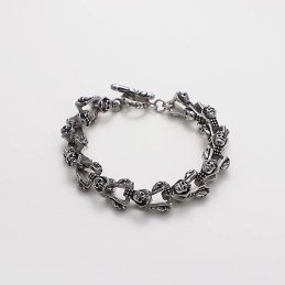 Pulseira De Titânio Com Cabeça De Fantasma De Caveira Masculina Chique