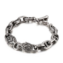 Corrente De Palavra De Titânio Da Moda Com Cabeça De Leão, Pulseira Masculina, Acessórios De Palco