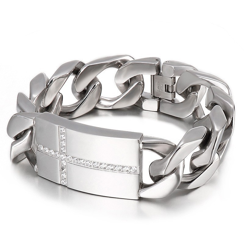 Pulseira Tide Masculina Fashion Titanium Cross