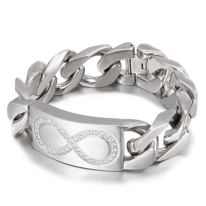 Pulseiras Masculinas De Titânio Com 8 Palavras E Diamantes, Estilo Chique