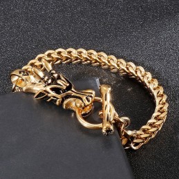 Pulseira De Titânio Com Cabeça De Dragão Da Fashion Street