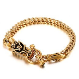 Pulseira De Titânio Com Cabeça De Dragão Da Fashion Street