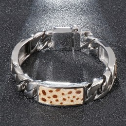 Pulseira De Titânio Com Estampa De Leopardo E Flor Da Moda Masculina Tide