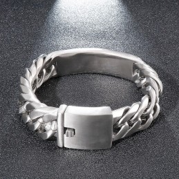 Pulseira Masculina De Titânio Estilo Rock Gótico Chique Com Rosto De Areia Curvado
