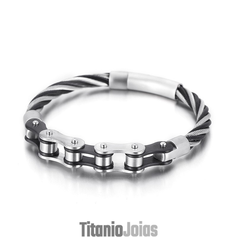 Pulseira De Corrente De Motociclista De Titânio Estilo Chique Para Homens E Mulheres Pulseira De Corrente De Motociclista De Titânio Estilo Chique Para Homens E Mulheres