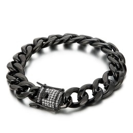 Pulseira Com Corrente De Motociclista E Fivela De Barba De Dragão Com Diamantes