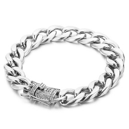 Pulseira Com Corrente De Bicicleta E Fivela De Barba De Dragão Com Diamante