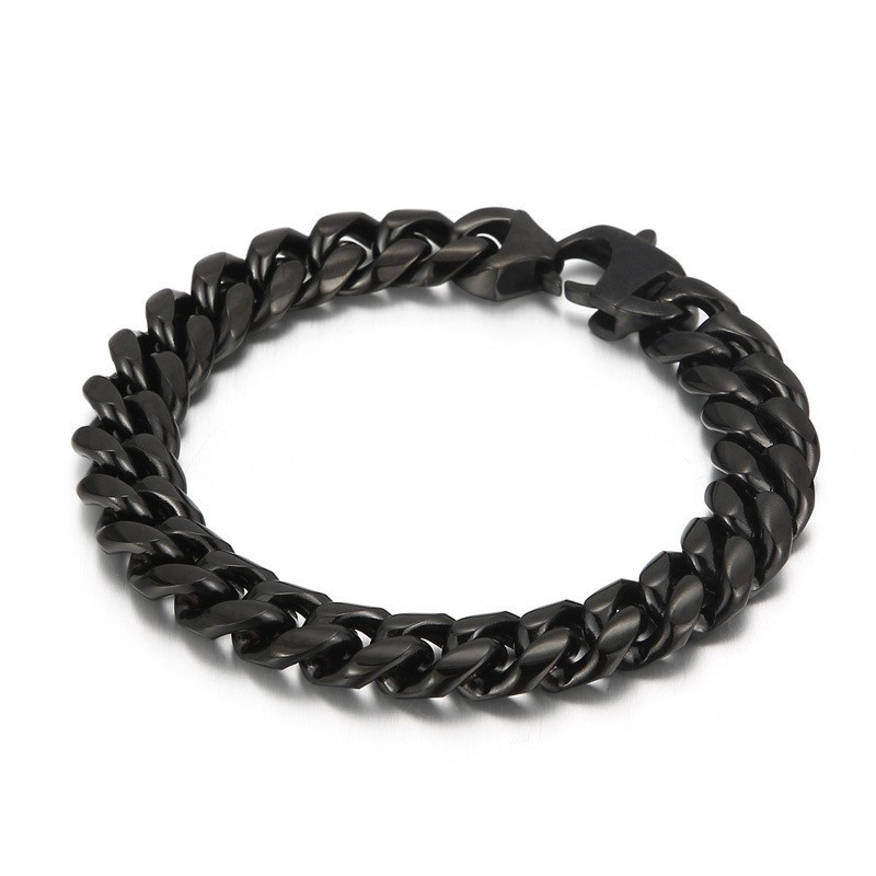 Linda Pulseira De Corrente Cubana De Titânio Linda Pulseira De Corrente Cubana De Titânio