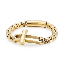 Pulseira De Corrente De Titânio Quadrada Cruzada Para Homens