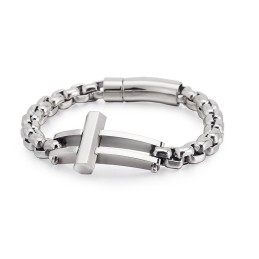 Pulseira De Corrente De Titânio Quadrada Cruzada Para Homens