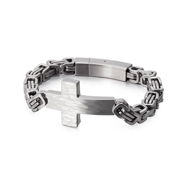 Pulseira Masculina Com Curva Cruzada E Corrente Traseira Em Formato De Imperador Pulseira Masculina Com Curva Cruzada E Corrente Traseira Em Formato De Imperador