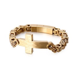 Pulseira Masculina Com Curva Cruzada E Corrente Traseira Em Formato De Imperador