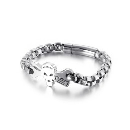 Pulseira Masculina De Titânio Com Caveira