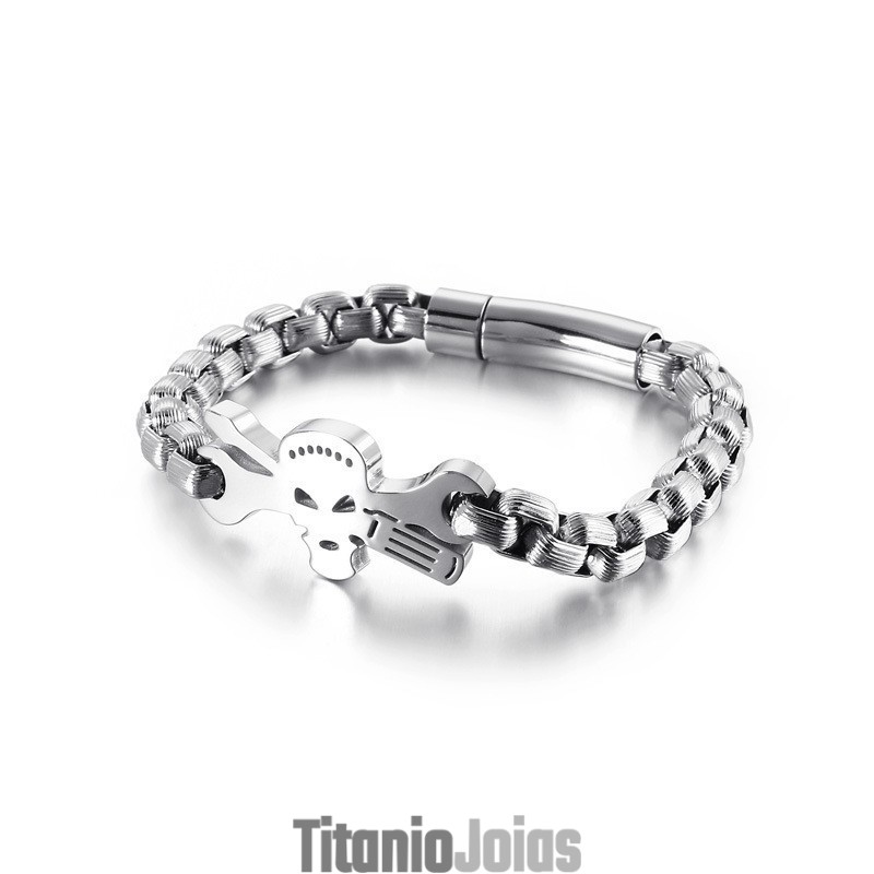 Pulseira Masculina De Titânio Com Caveira Pulseira Masculina De Titânio Com Caveira