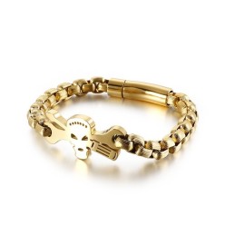 Pulseira Masculina De Titânio Com Caveira