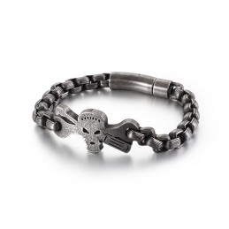 Pulseira Masculina De Titânio Com Caveira