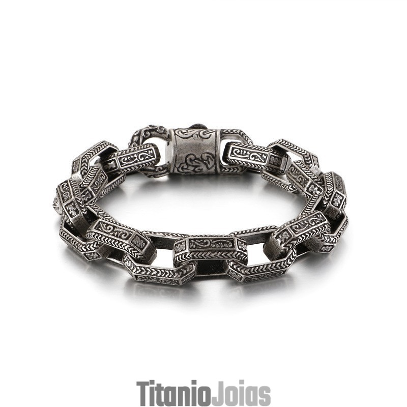 Pulseira Masculina New Chic Com Padrão De Titânio Tide Pulseira Masculina New Chic Com Padrão De Titânio Tide