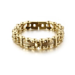 Pulseira Masculina De Titânio Tide Com Corrente Rock Biker
