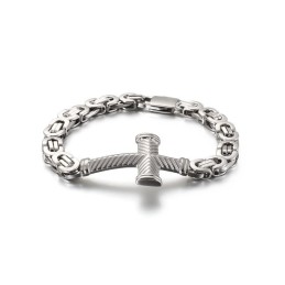 Pulseira Masculina Barata De Titânio Com Cruz