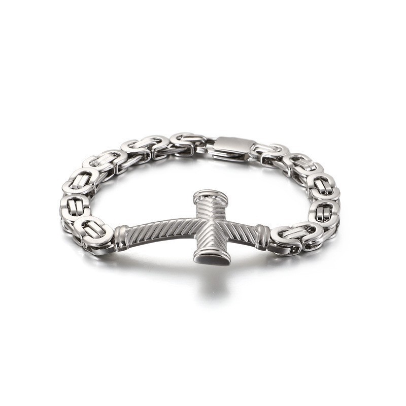 Pulseira Masculina Barata De Titânio Com Cruz Pulseira Masculina Barata De Titânio Com Cruz