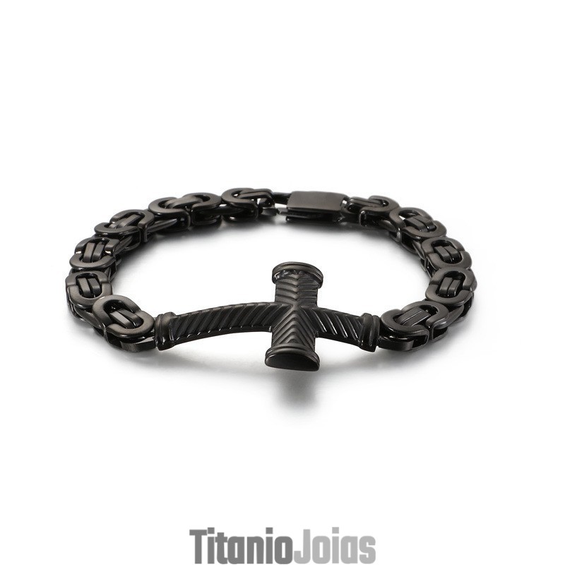 Pulseira Masculina Barata De Titânio Com Cruz Pulseira Masculina Barata De Titânio Com Cruz