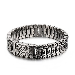 Pulseira De Titânio Com Fivela Em Formato De Flor