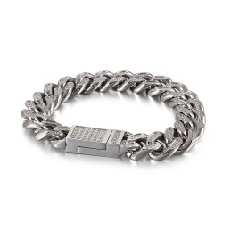Pulseiras Masculinas De Titânio Estilo Hip-Hop Com Diamantes