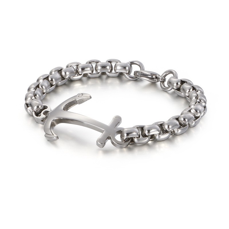 Pulseira De Titânio Com Âncora De Barco Da Moda À Venda Pulseira De Titânio Com Âncora De Barco Da Moda À Venda