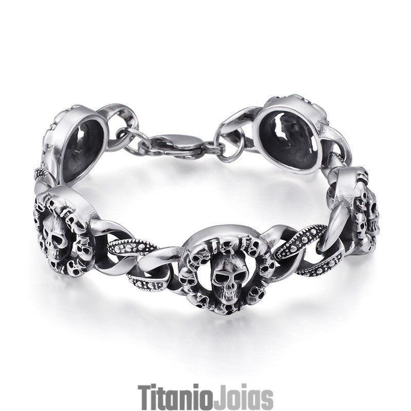 Pulseira De Caveira De Titânio Da Moda Para Homens Pulseira De Caveira De Titânio Da Moda Para Homens