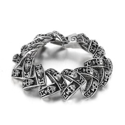 Pulseira Masculina De Titânio Estereoscópica Com Caveira Pesada E Legal