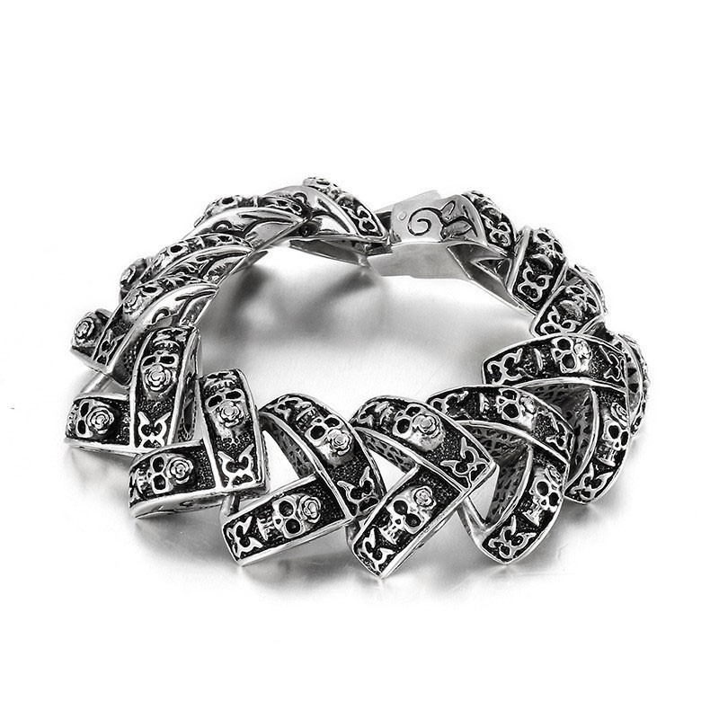Pulseira Masculina De Titânio Estereoscópica Com Caveira Pesada E Legal Pulseira Masculina De Titânio Estereoscópica Com Caveira Pesada E Legal