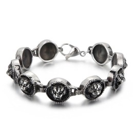 Pulseira De Titânio Redonda Com Cabeça De Tigre Estilo Hip-Hop Para Homens