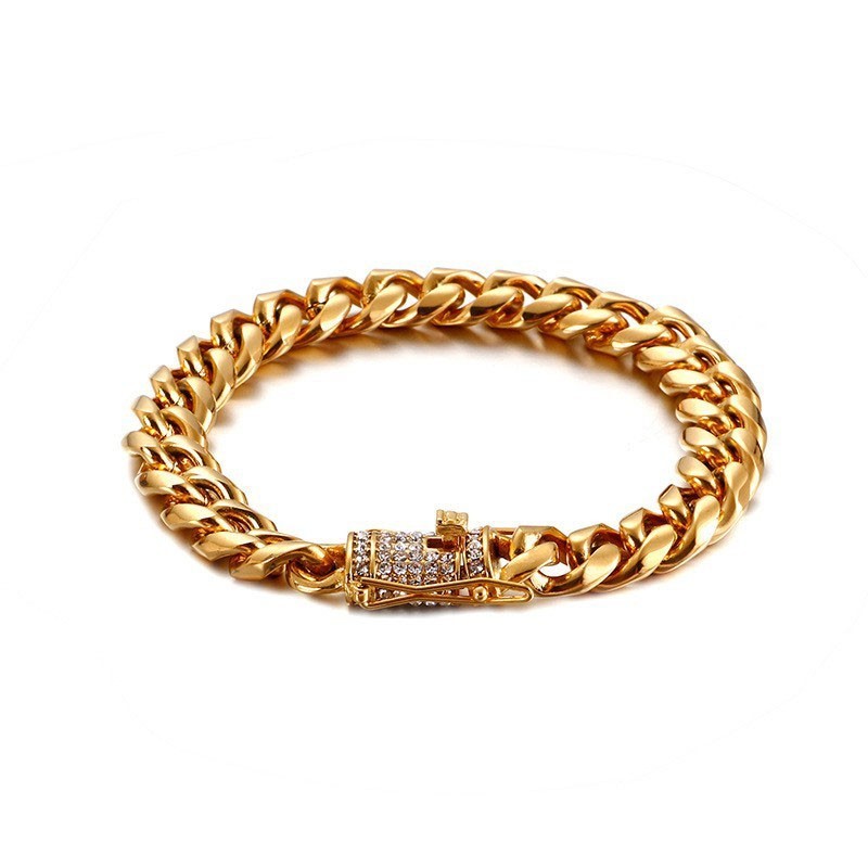 Pulseira Masculina De Titânio Com Diamante Hip-Hop Tide