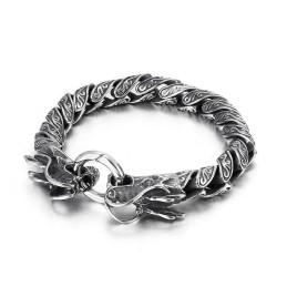 Pulseira Masculina De Titânio Com Toque Duplo Retrô E Estiloso