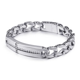 Pulseira De Titânio Com Cruz E Diamantes Para Homens, Joias Vintage De Titânio