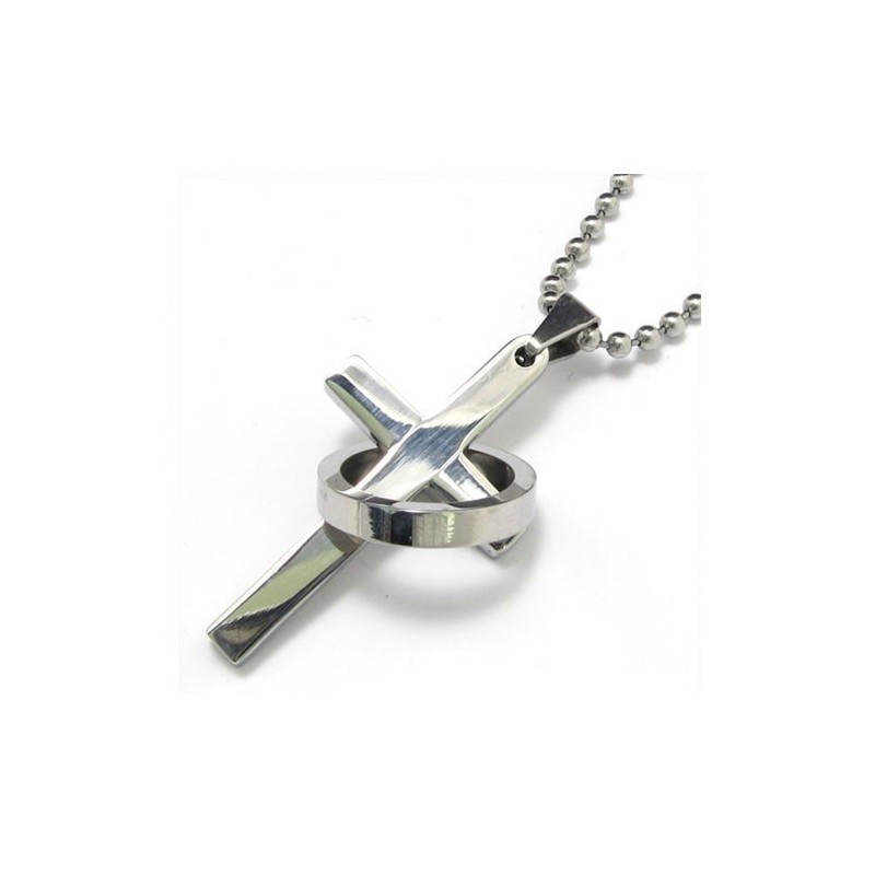 Colar Com Pingente De Cruz De Titânio Puro Masculino (Novo) Colar Com Pingente De Cruz De Titânio Puro Masculino (Novo)
