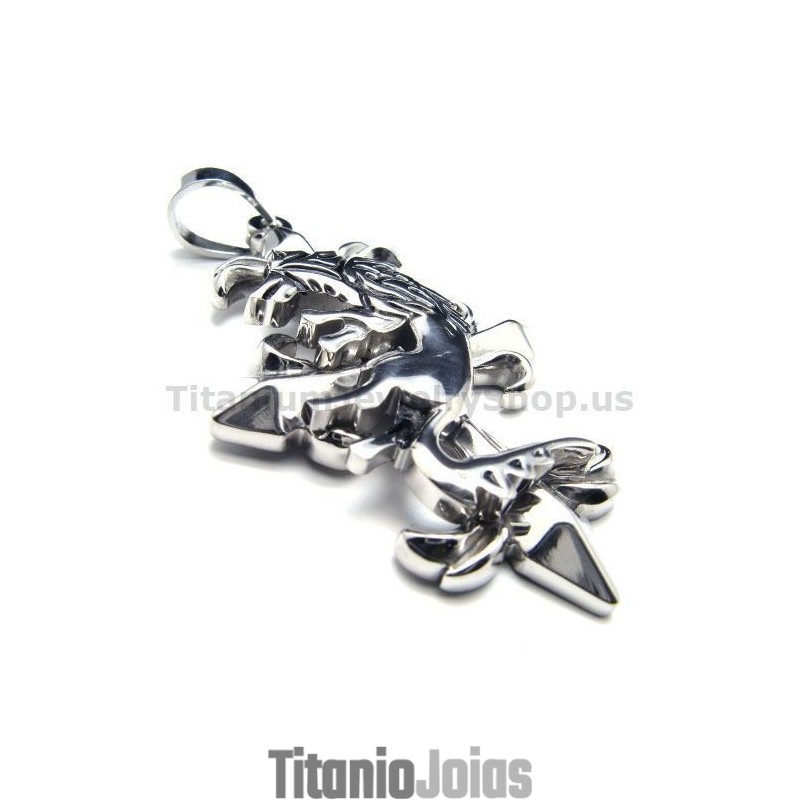 Pingente De Cruz De Duas Camadas De Titânio Puro - Corrente Grátis Pingente De Cruz De Duas Camadas De Titânio Puro - Corrente Grátis