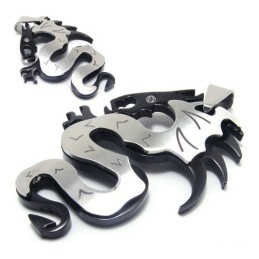 Colar Com Pingente De Titânio Black Dragons Masculino