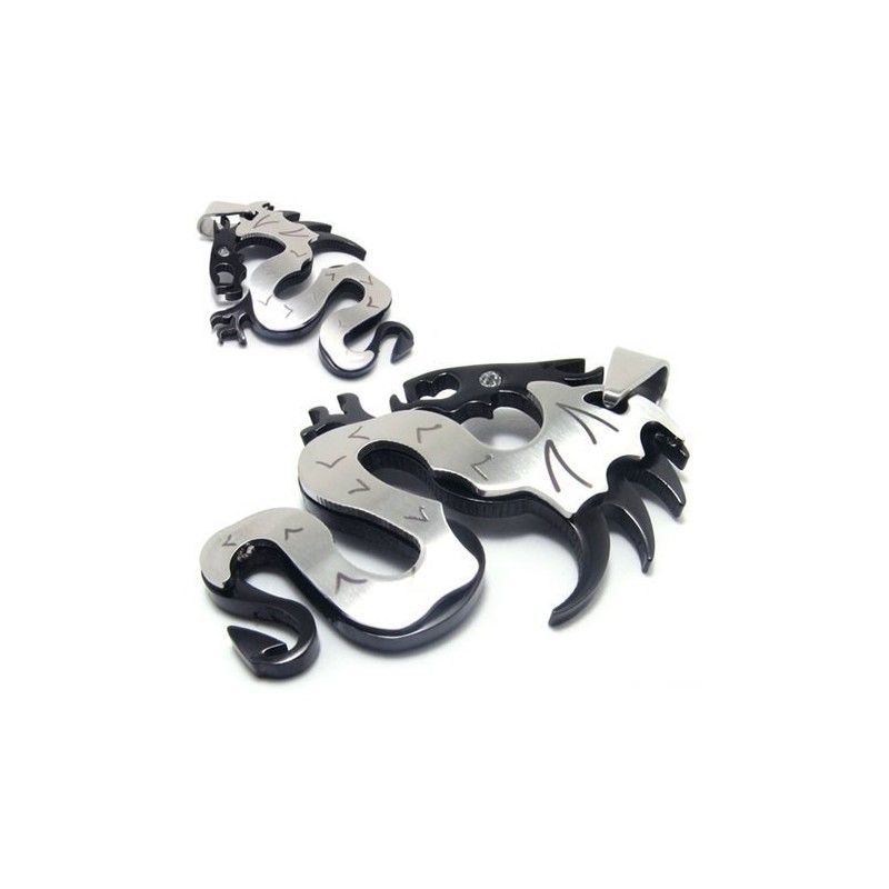 Colar Com Pingente De Titânio Black Dragons Masculino Colar Com Pingente De Titânio Black Dragons Masculino