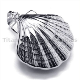 Pingente De Titânio Com Design De Concha - Corrente Grátis